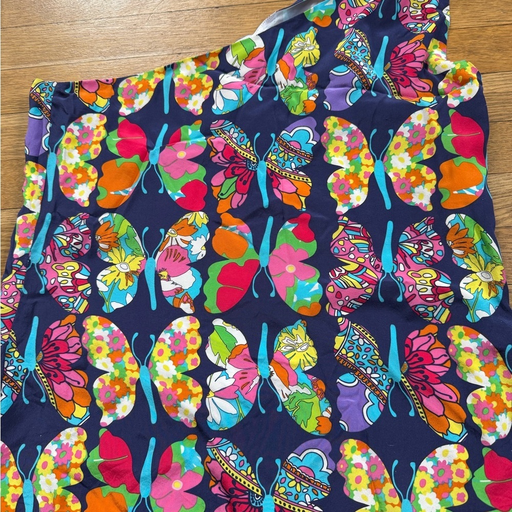 Lilly Pulitzer Roe One Shoulder Bow Silk Top Out There Butterfly Print Size 8 - Picture 3 of 5